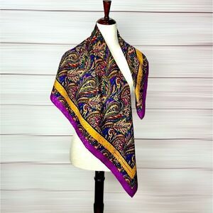 GIVENCHY for The Leadings Hotels of World Silk Scarf Purple Gold Hand Rolled